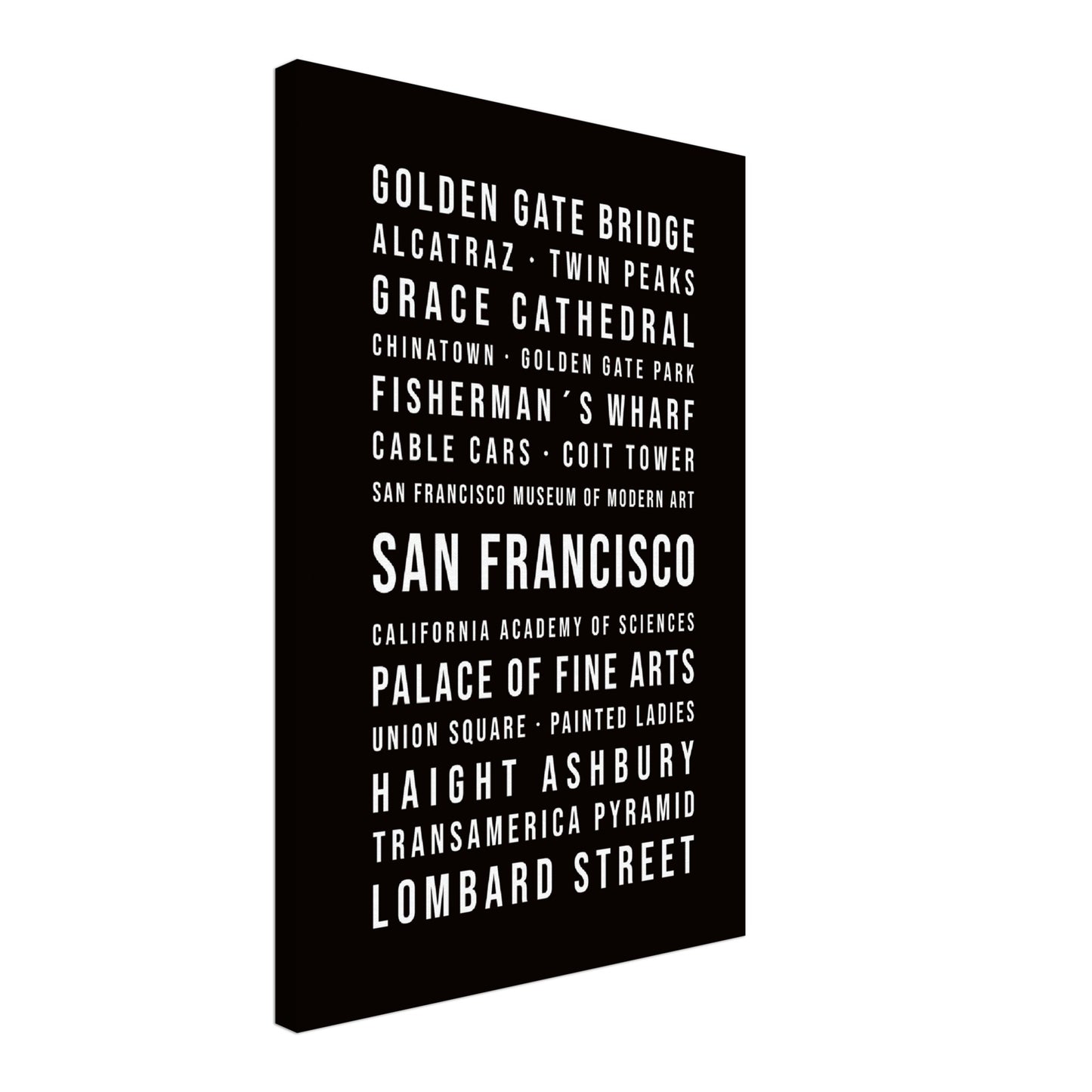 San Francisco - Typografie-Wandbild - Leinwand Schwarzgrau Neutral