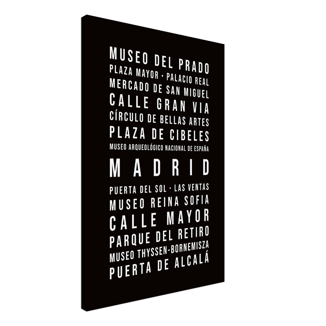 Madrid - Typografie-Wandbild - Leinwand Schwarzgrau Neutral
