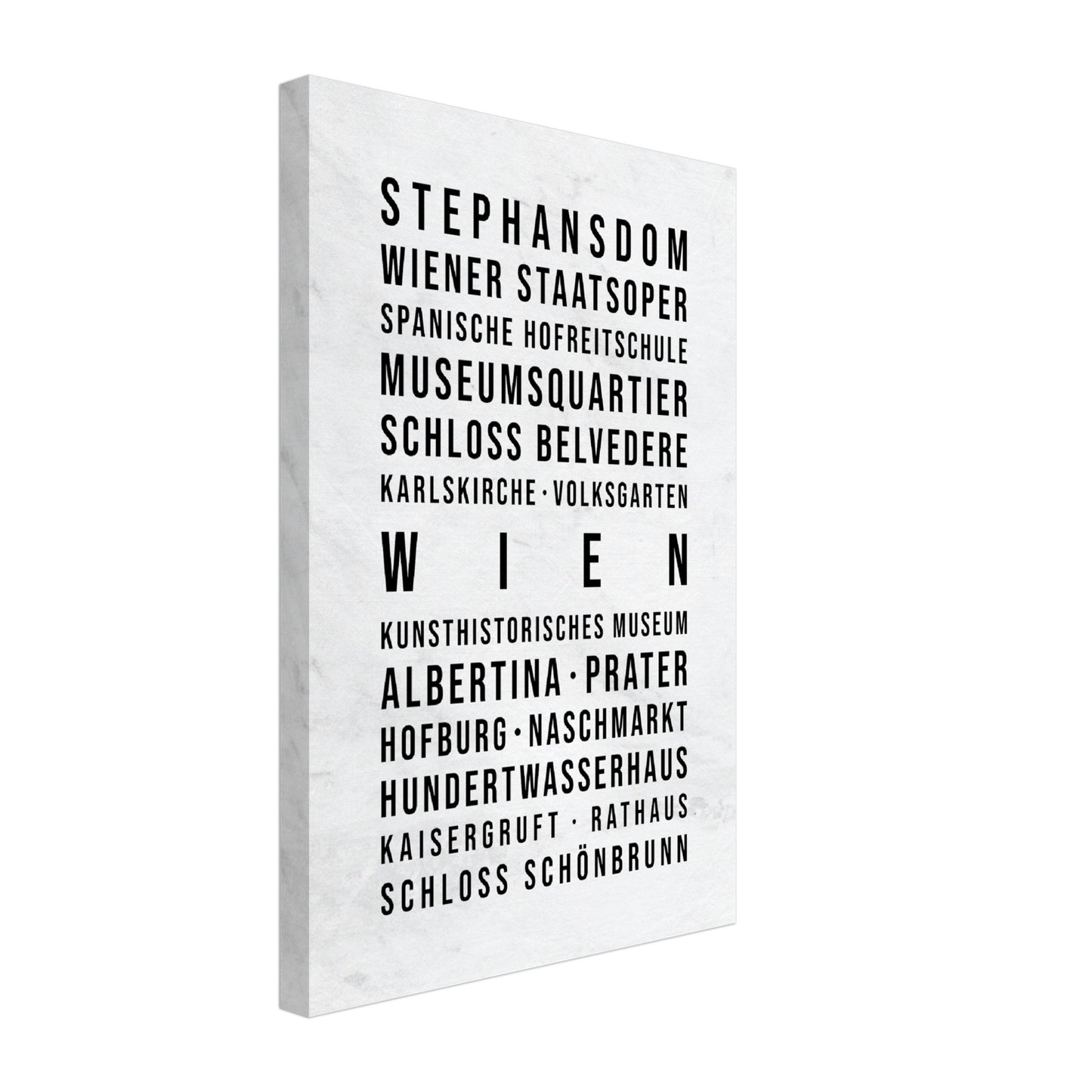 Wien - Typografie-Wandbild - Leinwand Weiss Marmoroptik
