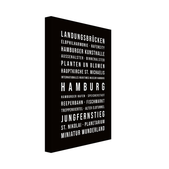 Hamburg - Typografie-Wandbild - Leinwand Schwarzgrau Neutral