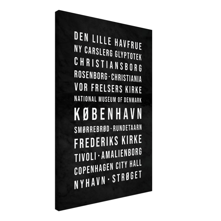 Kopenhagen - Typografie-Wandbild - Leinwand Schwarzgrau Marmoroptik