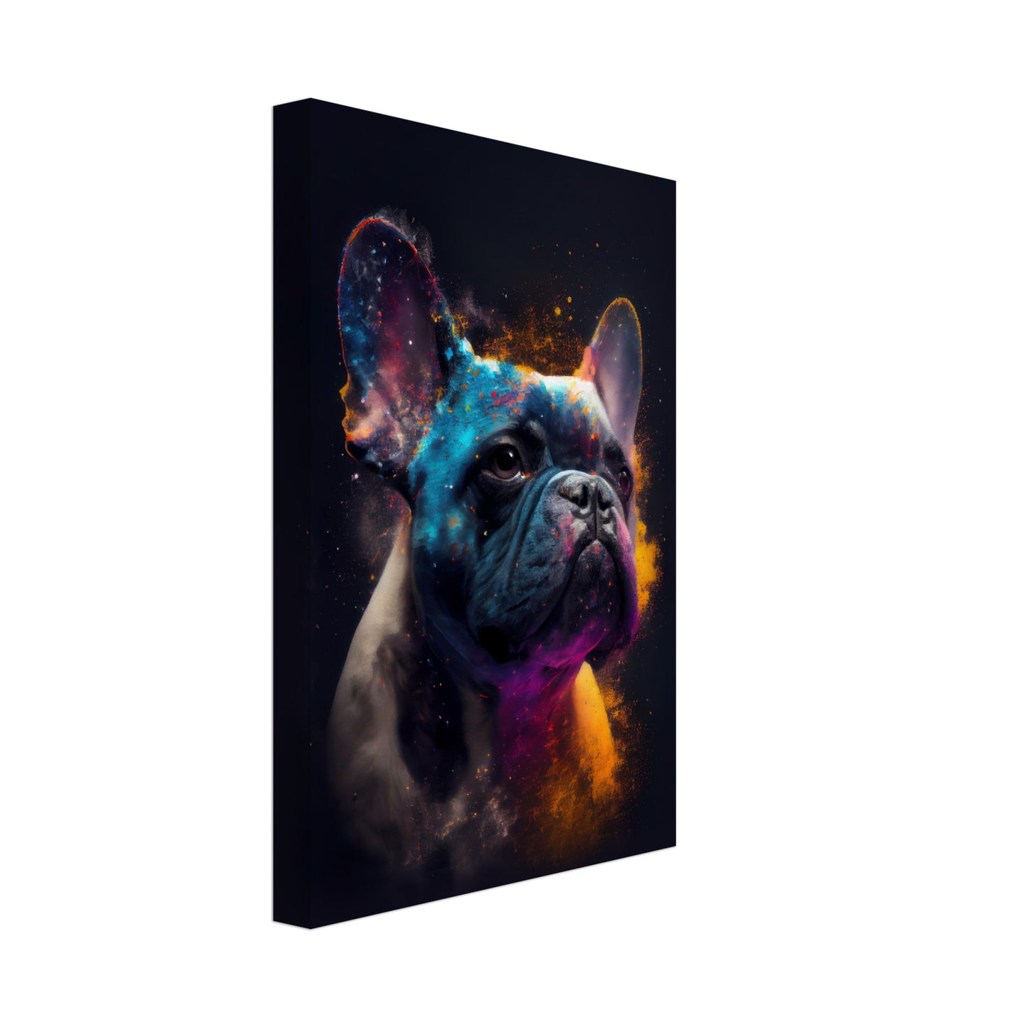 Französische Bulldoge Bella - Hunde Wandbild - Dogs Art Leinwand ColorWorld im Hochformat - Hundebilder Hundeportrait Tiere Tierbilder Kunstdruck