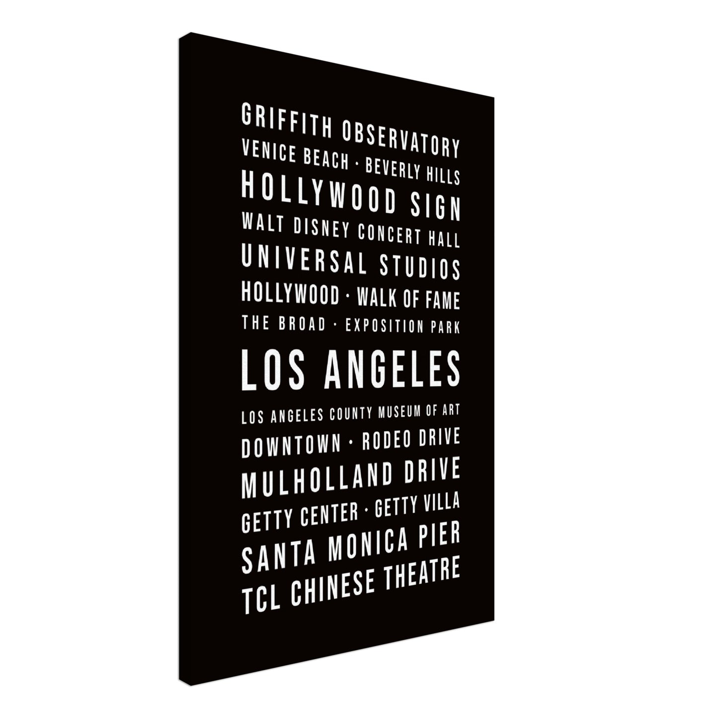 Los Angeles - Typografie-Wandbild - Leinwand Schwarzgrau Neutral