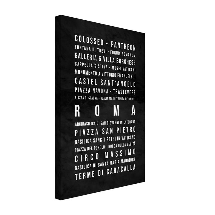 Rom - Typografie-Wandbild - Leinwand Schwarzgrau Marmoroptik