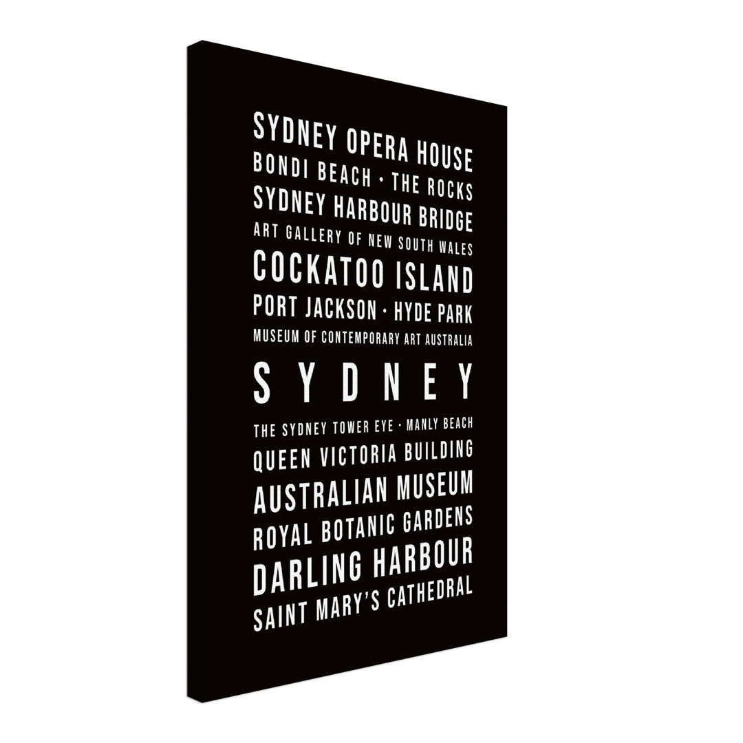Sydney - Typografie-Wandbild - Leinwand Schwarzgrau Neutral