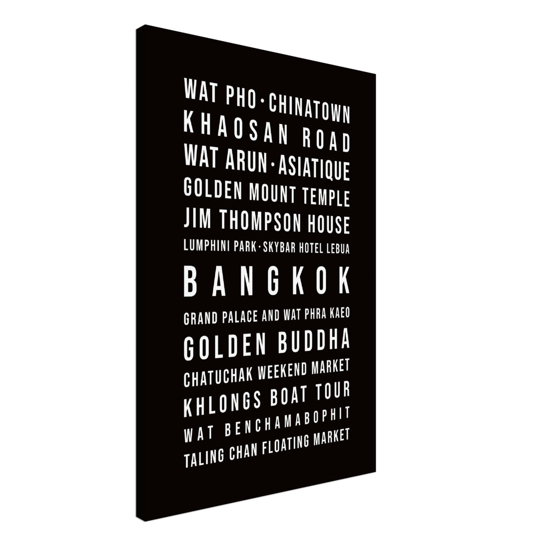 Bangkok - Typografie-Wandbild - Leinwand Schwarzgrau Neutral
