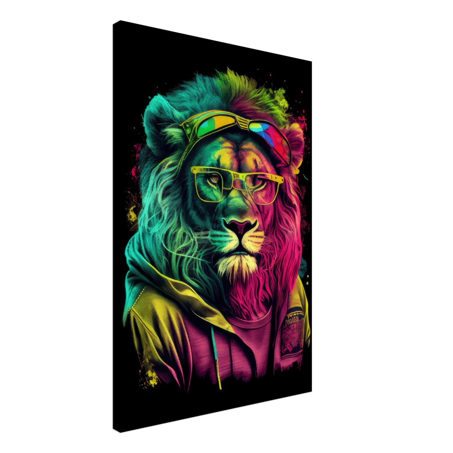 Lion's Lair - Löwen Wandbild - Crazy Wildlife Leinwand ColorWorld im Hochformat - Coole Tiere & Animals Kunstdruck
