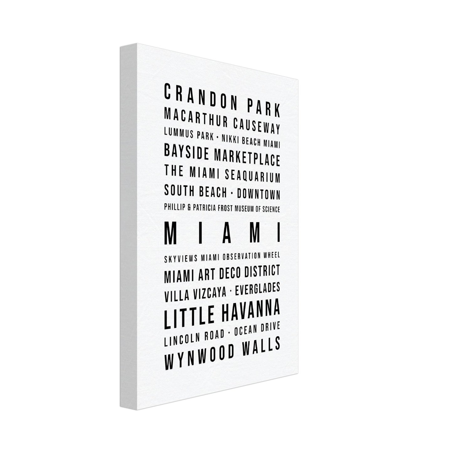 Miami - Typografie-Wandbild - Leinwand Weiss Neutral