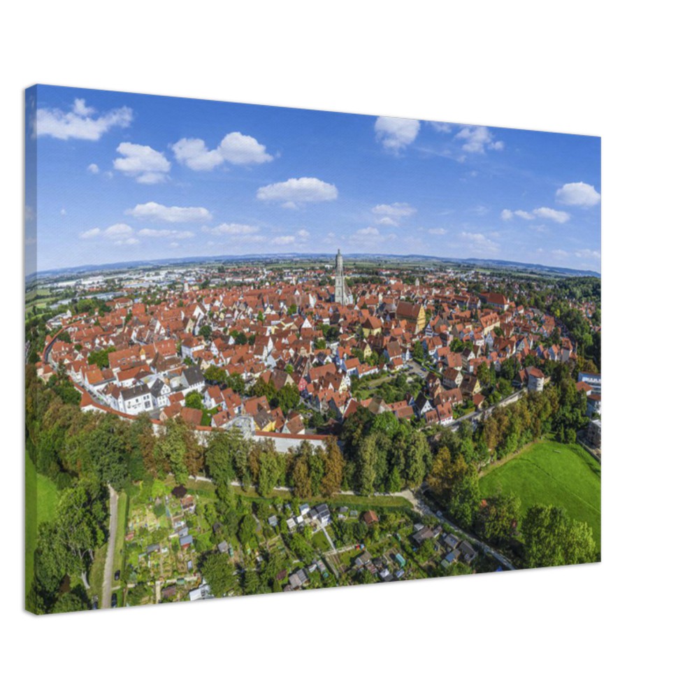 Nördlingen mit St. Georg und historischer Stadtmauer – Leinwand Panorama – Nördlingen