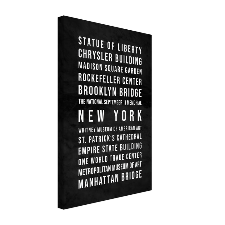 New York - Typografie-Wandbild - Leinwand Schwarzgrau Marmoroptik