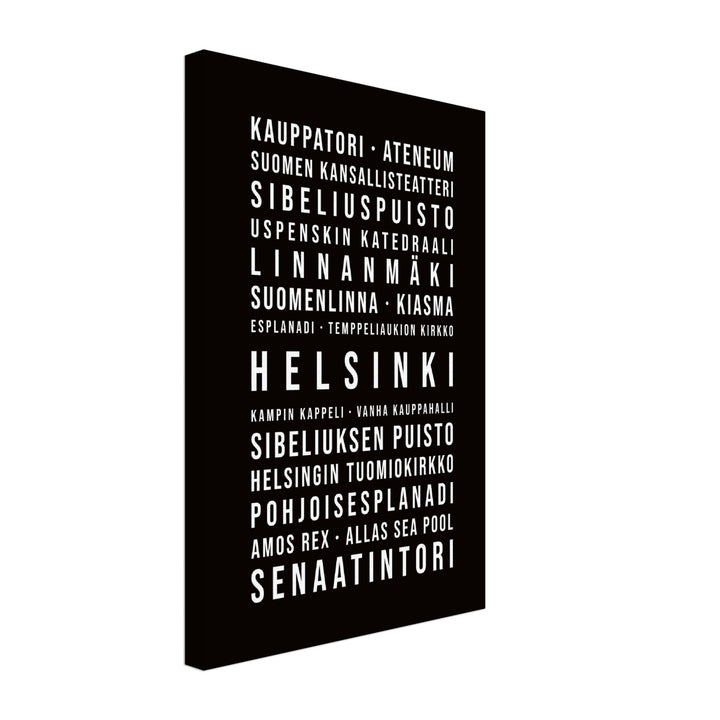 Helsinki - Typografie-Wandbild - Leinwand Schwarzgrau Neutral