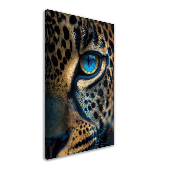 Leopard Predator Gaze - Leoparden Wandbild - Animals Close Up Leinwand ColorWorld im Hochformat - Coole Tier-Porträts & Animals Kunstdruck