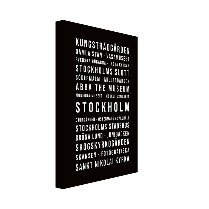 Stockholm - Typografie-Wandbild - Leinwand Schwarzgrau Neutral