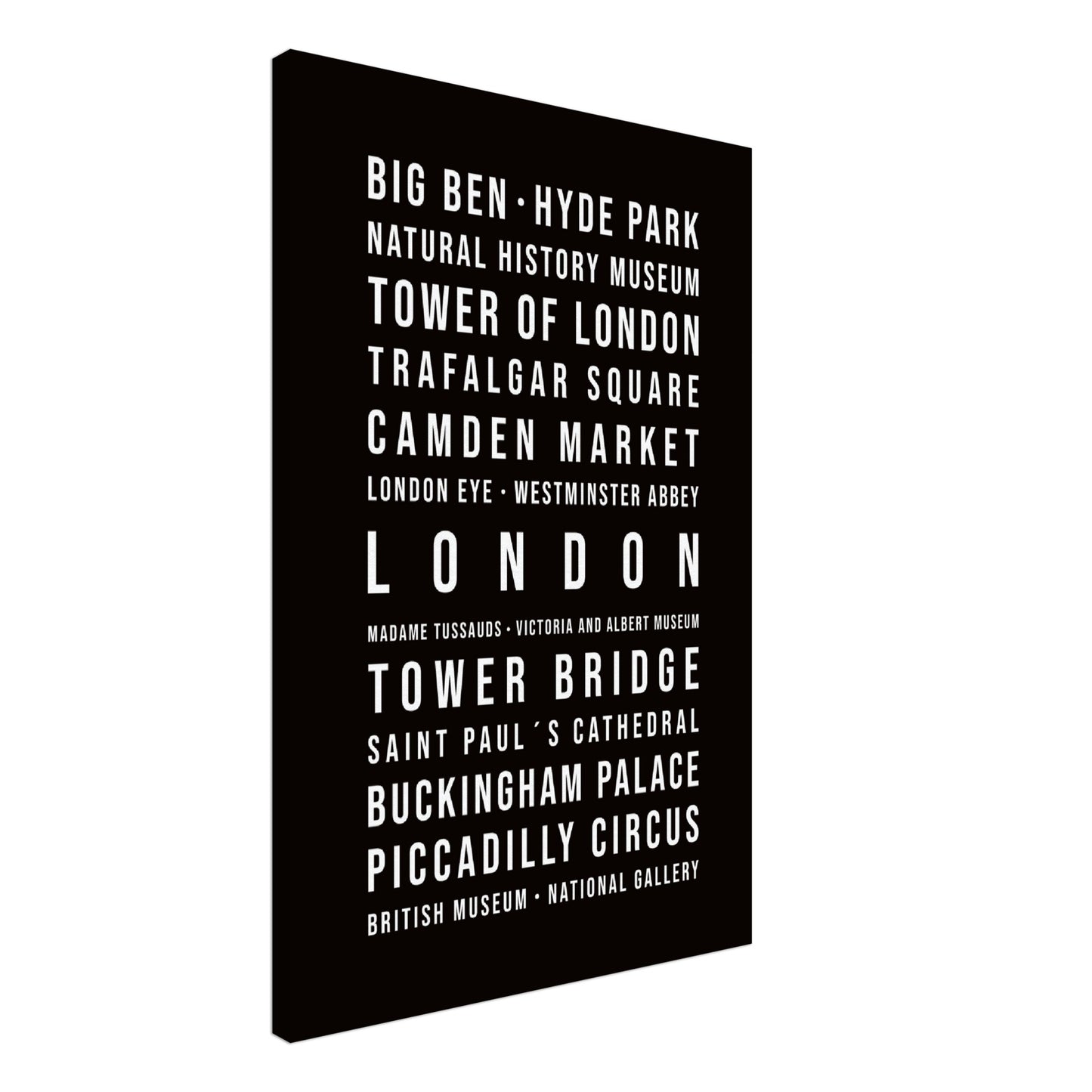 London - Typografie-Wandbild - Leinwand Schwarzgrau Neutral