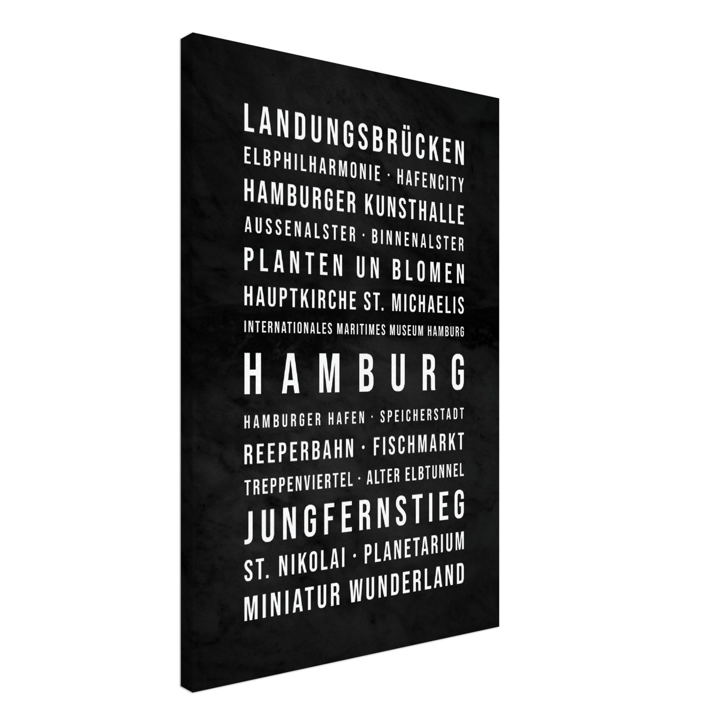 Hamburg - Typografie-Wandbild - Leinwand Schwarzgrau Marmoroptik