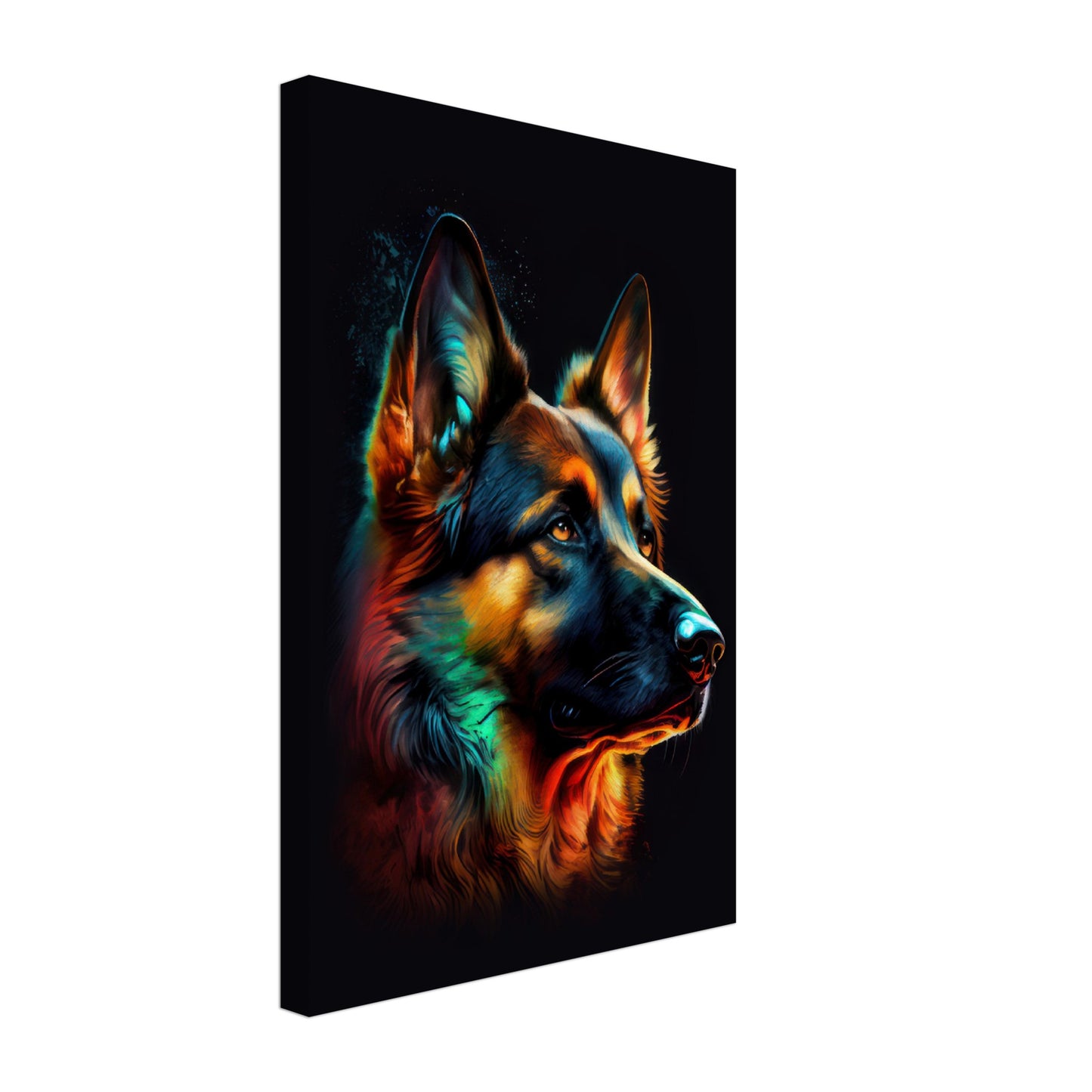 Deutscher Schäferhund Balu - Hunde Wandbild - Dogs Art Leinwand ColorWorld im Hochformat - Hundebilder Hundeportrait Tiere Tierbilder Kunstdruck