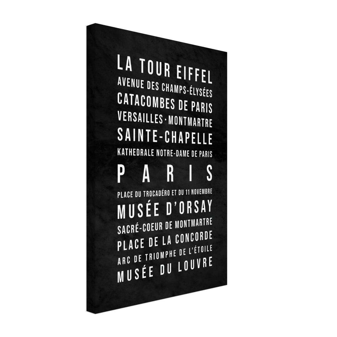 Paris - Typografie-Wandbild - Leinwand Schwarzgrau Marmoroptik
