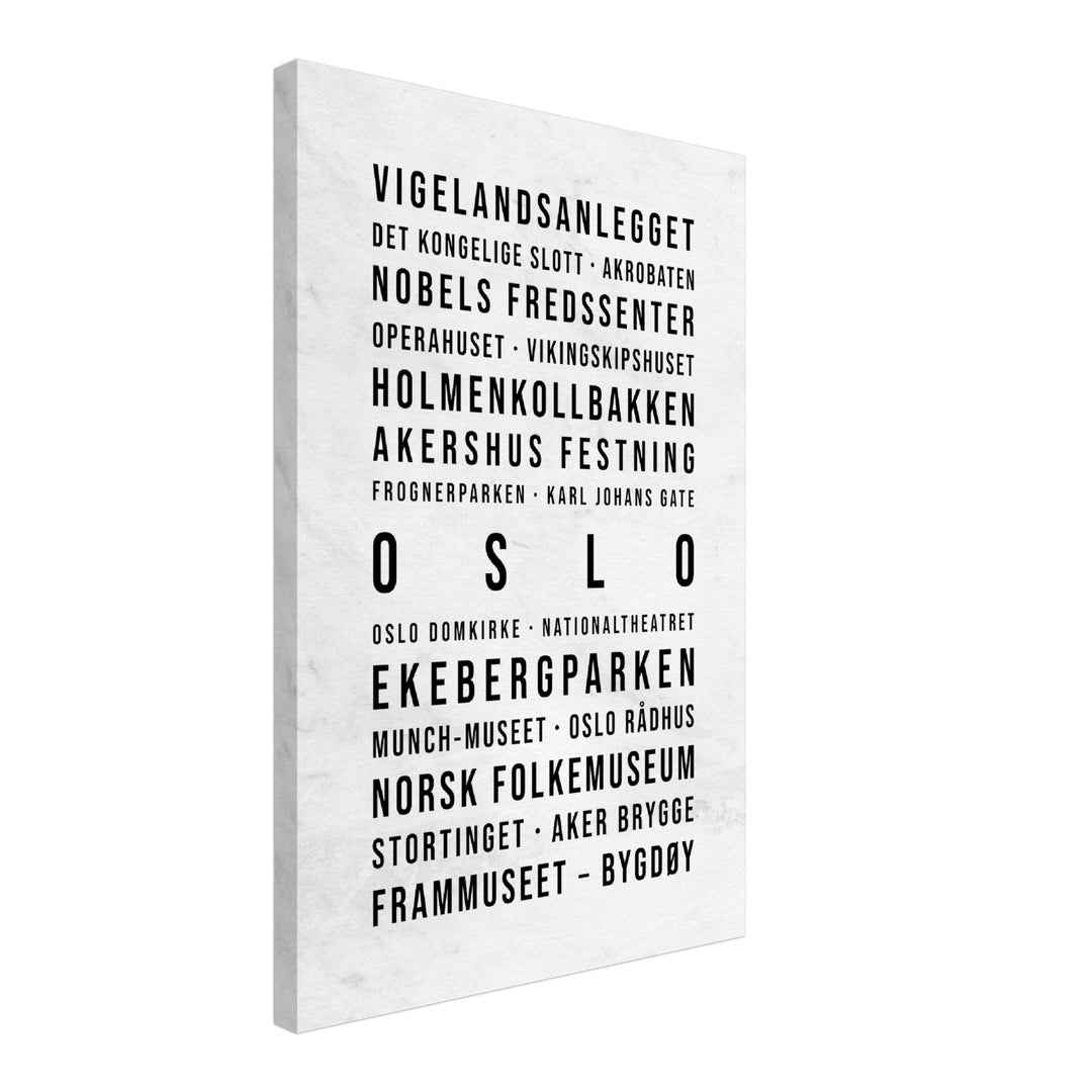 Oslo - Typografie-Wandbild - Leinwand Weiss Marmoroptik