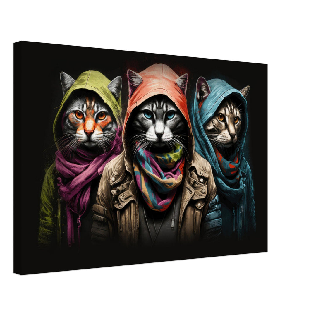 Meow Memories - Katzen Wandbild - Crazy Wildlife Leinwand ColorWorld im Querformat - Coole Tiere & Animals Kunstdruck