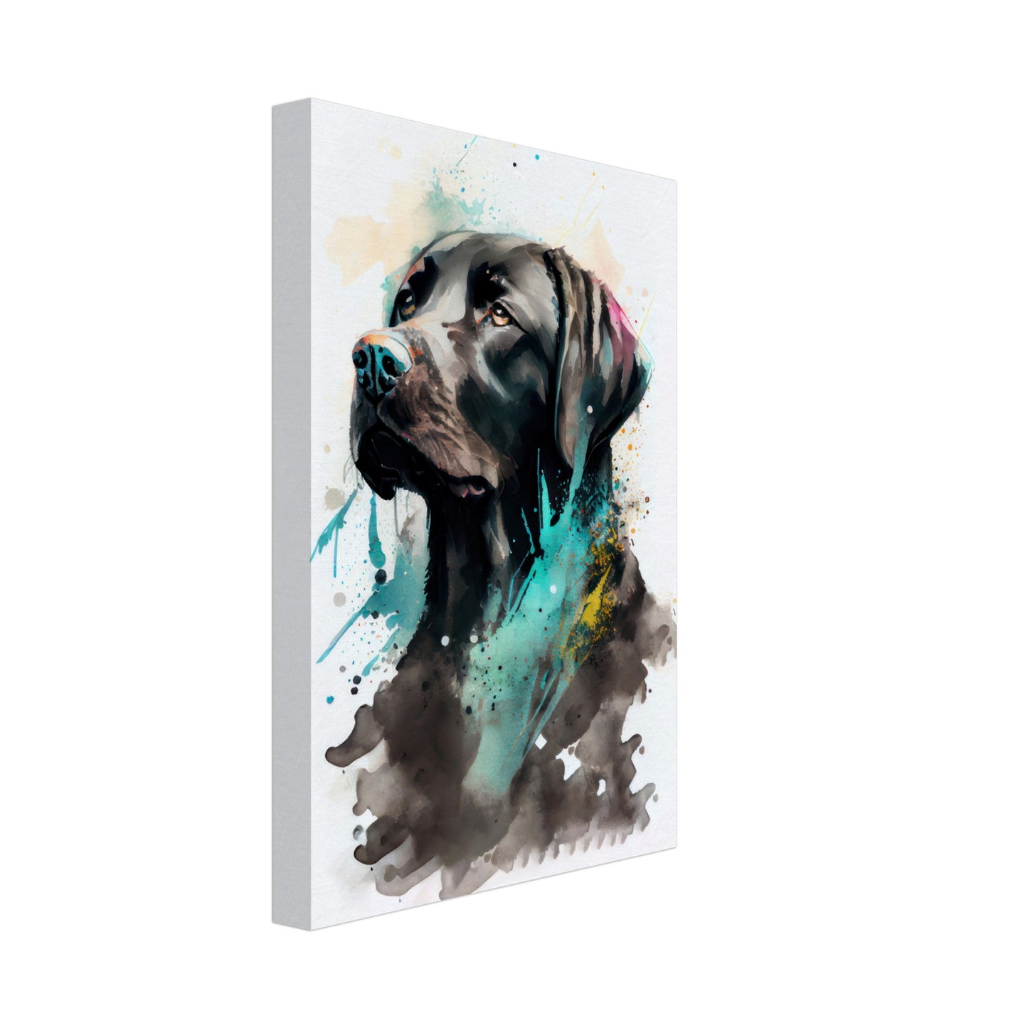 Labrador Lily - Hunde Wandbild - Dogs Art Leinwand WaterColors im Hochformat - Hundebilder Hundeportrait Tiere Tierbilder Kunstdruck Aquarell