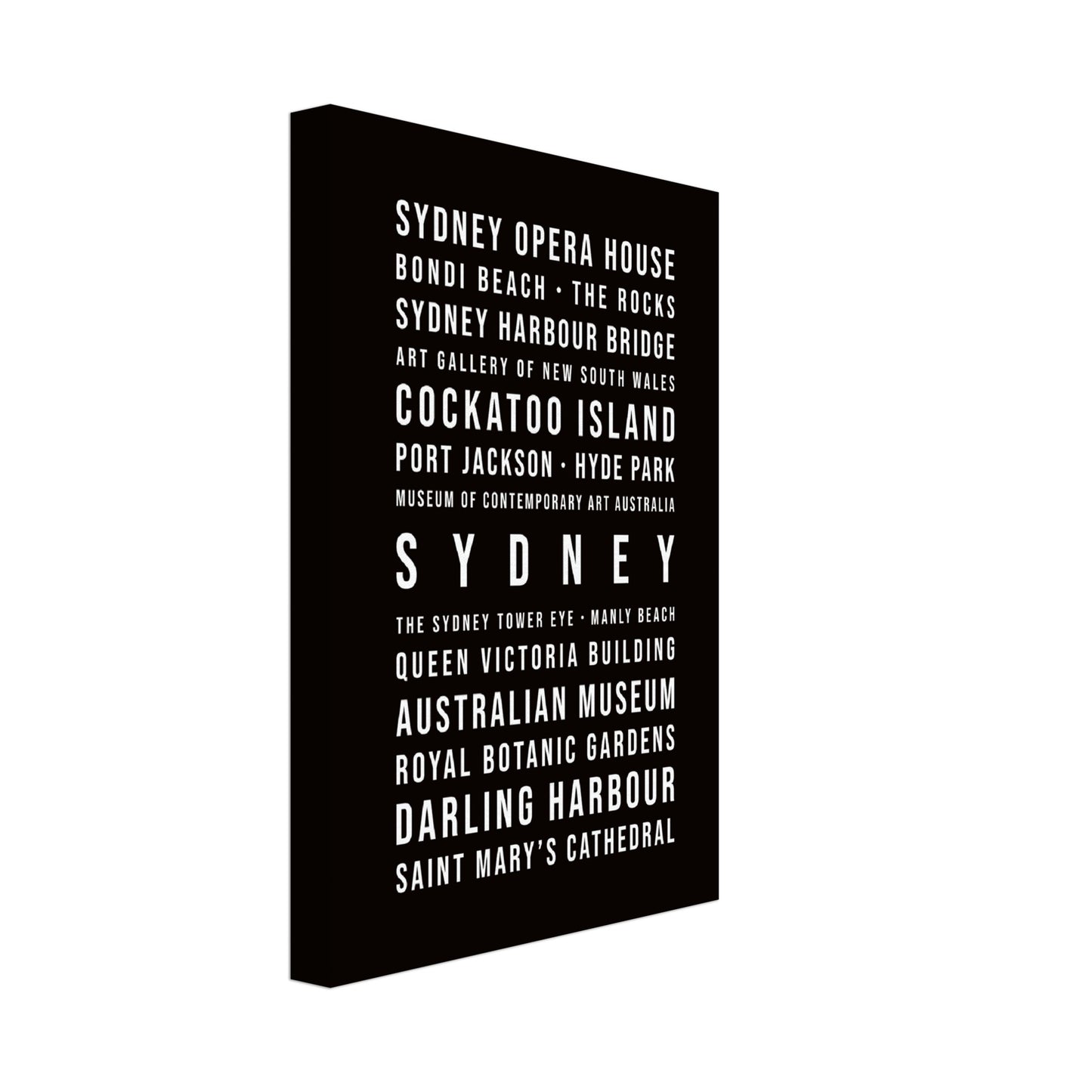 Sydney - Typografie-Wandbild - Leinwand Schwarzgrau Neutral
