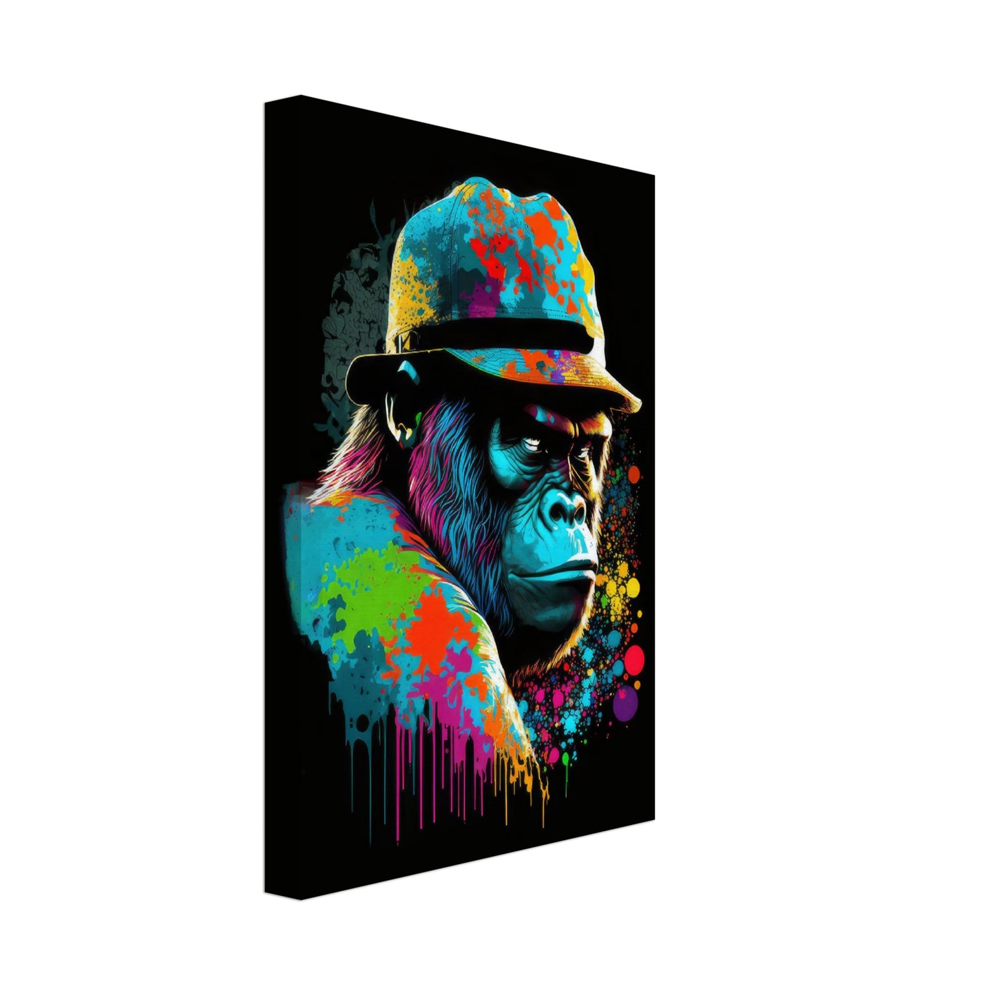 Gorilla Glory - Gorilla Wandbild - Crazy Wildlife Leinwand ColorWorld im Hochformat - Coole Tiere & Animals Kunstdruck
