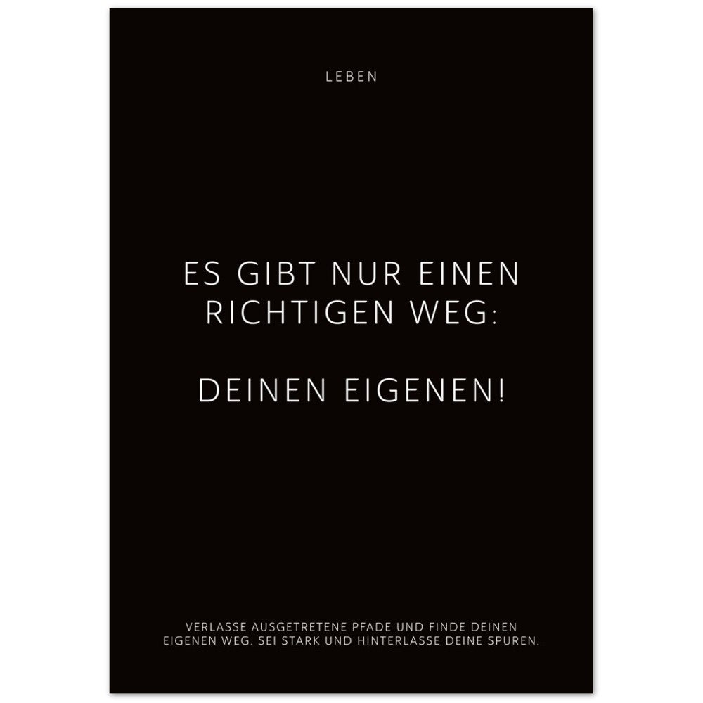 Es gibt nur einen richtigen Weg: Deinen … – Poster Seidenmatt Schwarzgrau Neutral – ohne Rahmen