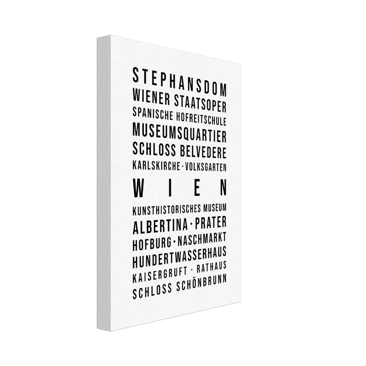 Wien - Typografie-Wandbild - Leinwand Weiss Neutral