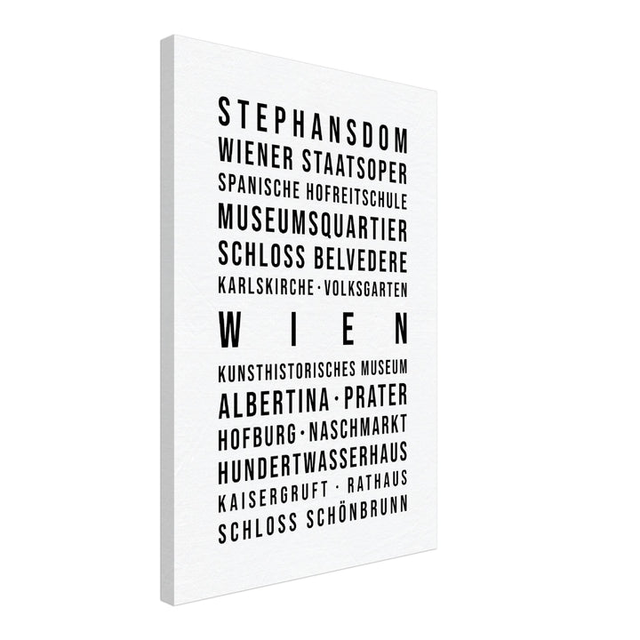Wien - Typografie-Wandbild - Leinwand Weiss Neutral