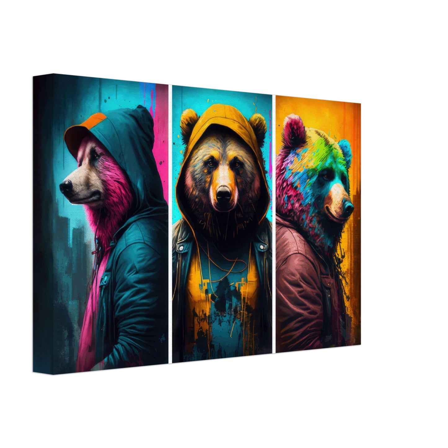 Beary Best - Bären Wandbild - Crazy Wildlife Leinwand ColorWorld im Querformat - Coole Tiere & Animals Kunstdruck