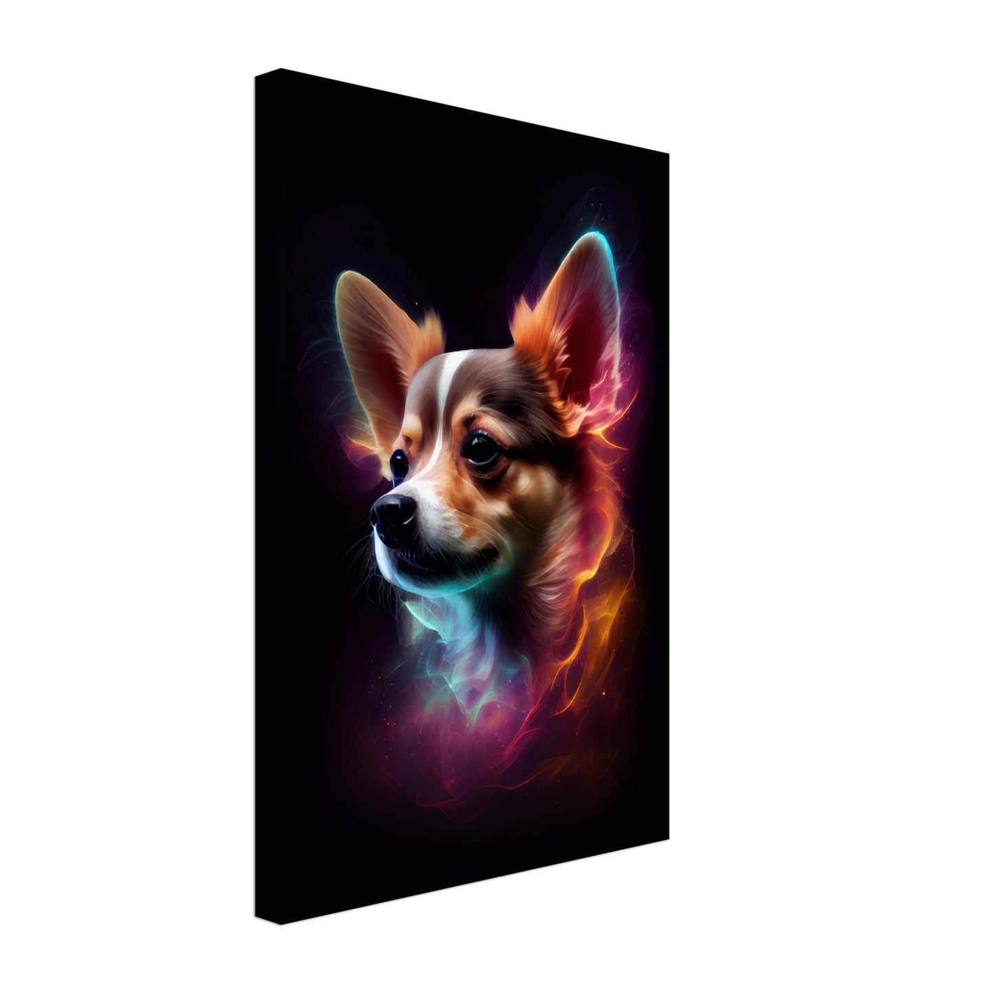 Chihuahua Luna - Hunde Wandbild - Dogs Art Leinwand ColorWorld im Hochformat - Hundebilder Hundeportrait Tiere Tierbilder Kunstdruck