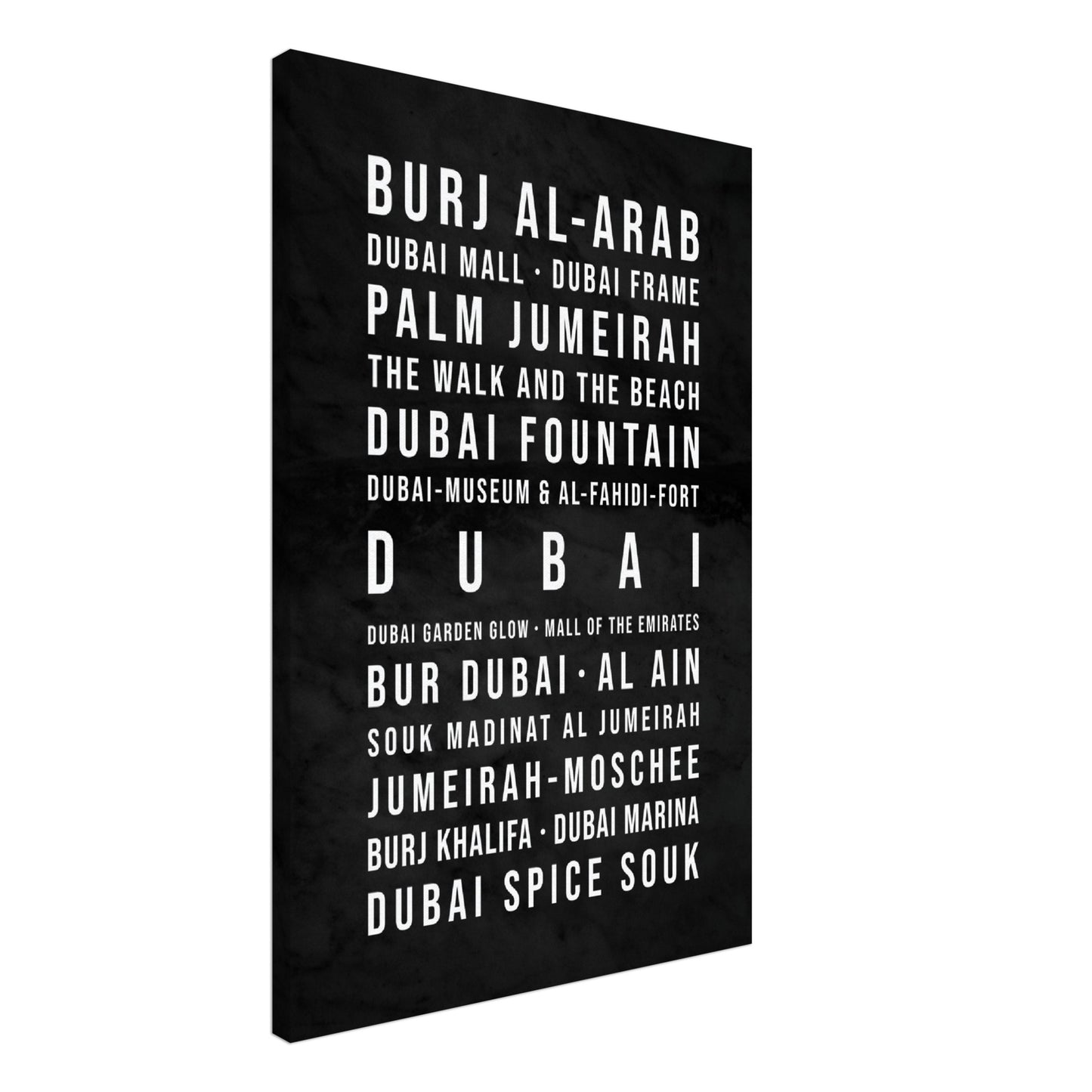 Dubai - Typografie-Wandbild - Leinwand Schwarzgrau Marmoroptik