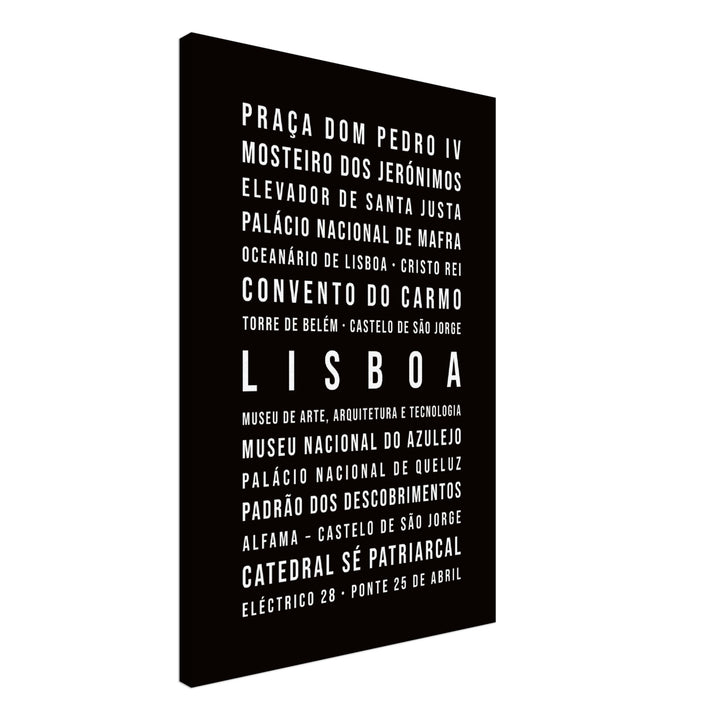 Lissabon - Typografie-Wandbild - Leinwand Schwarzgrau Neutral