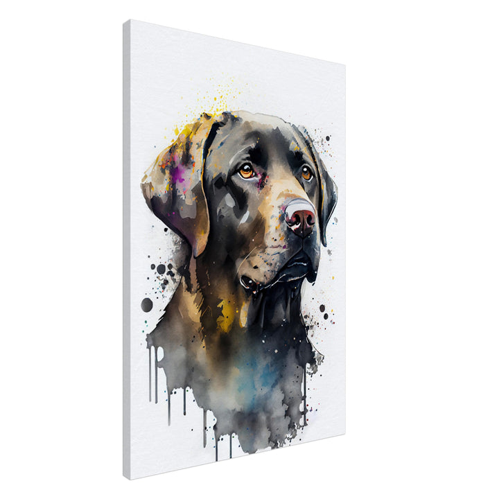 Labrador Emma - Hunde Wandbild - Dogs Art Leinwand WaterColors im Hochformat - Hundebilder Hundeportrait Tiere Tierbilder Kunstdruck Aquarell