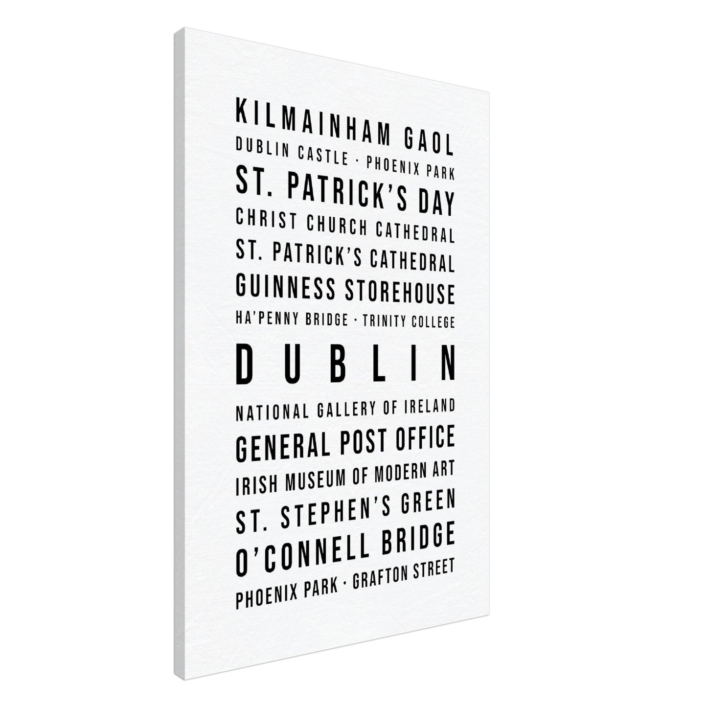 Dublin - Typografie-Wandbild - Leinwand Weiss Neutral