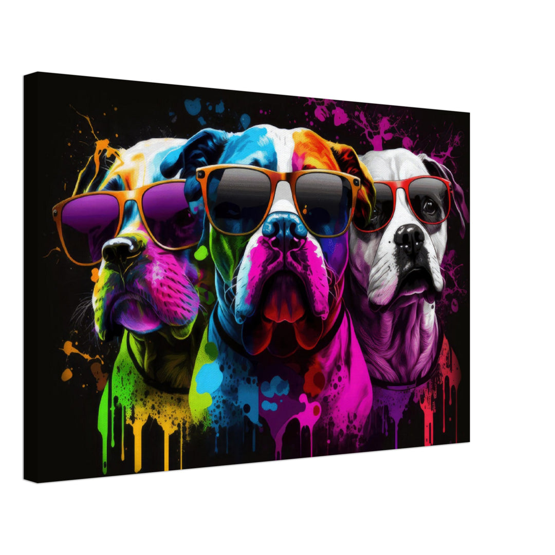 Paw Strong Troop - Hunde Wandbild - Crazy Wildlife Leinwand ColorWorld im Querformat - Coole Tiere & Animals Kunstdruck