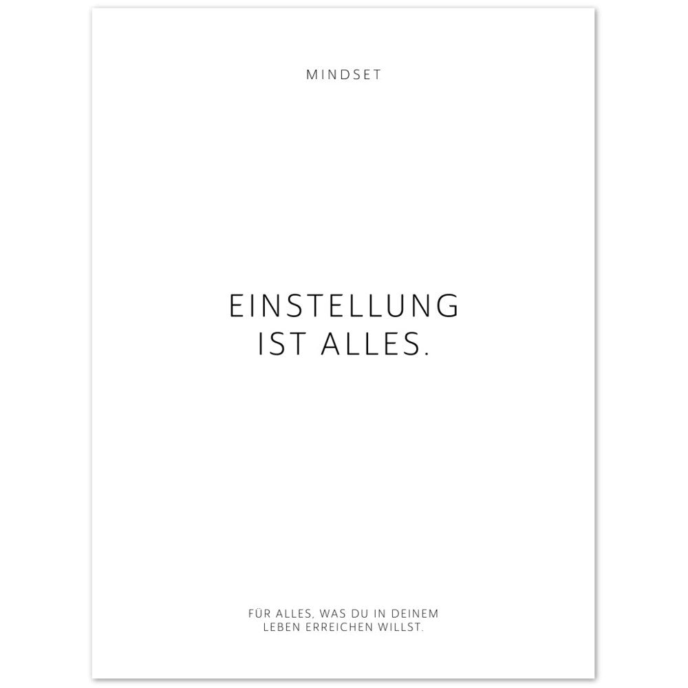 Einstellung ist alles. – Poster Seidenmatt Weiss Neutral – ohne Rahmen
