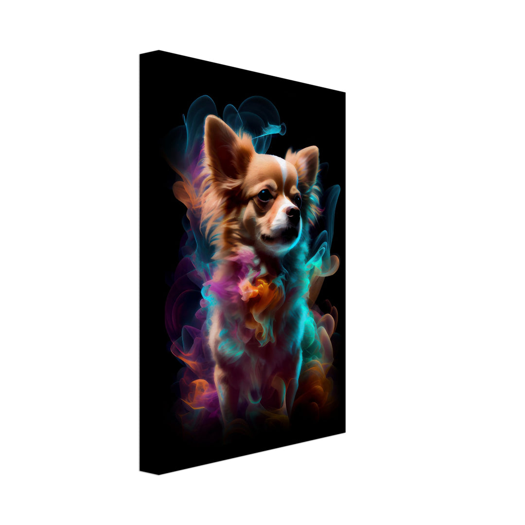 Chihuahua Max  - Hunde Wandbild - Dogs Art Leinwand ColorWorld im Hochformat - Hundebilder Hundeportrait Tiere Tierbilder Kunstdruck