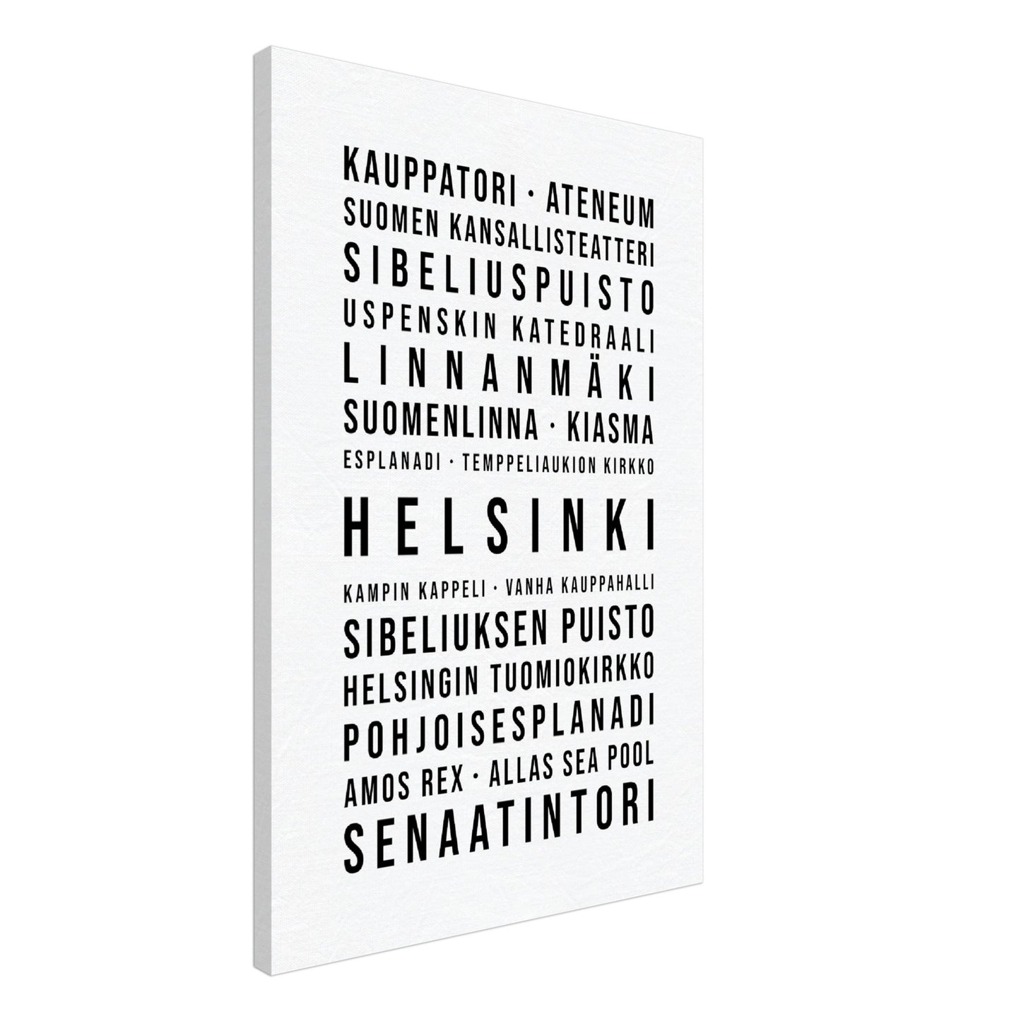 Helsinki - Typografie-Wandbild - Leinwand Weiss Neutral