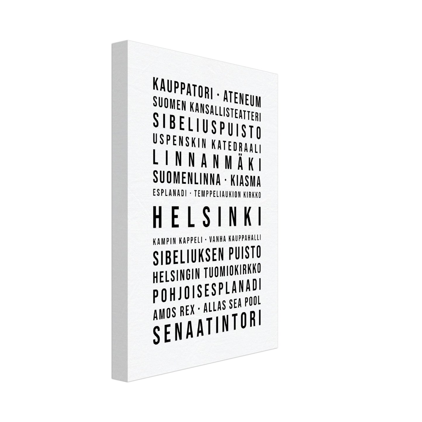 Helsinki - Typografie-Wandbild - Leinwand Weiss Neutral
