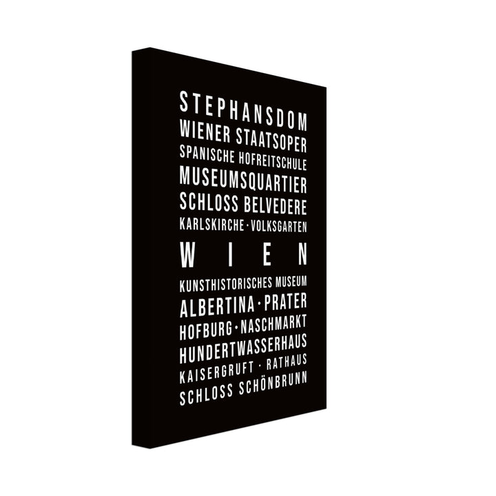 Wien - Typografie-Wandbild - Leinwand Schwarzgrau Neutral