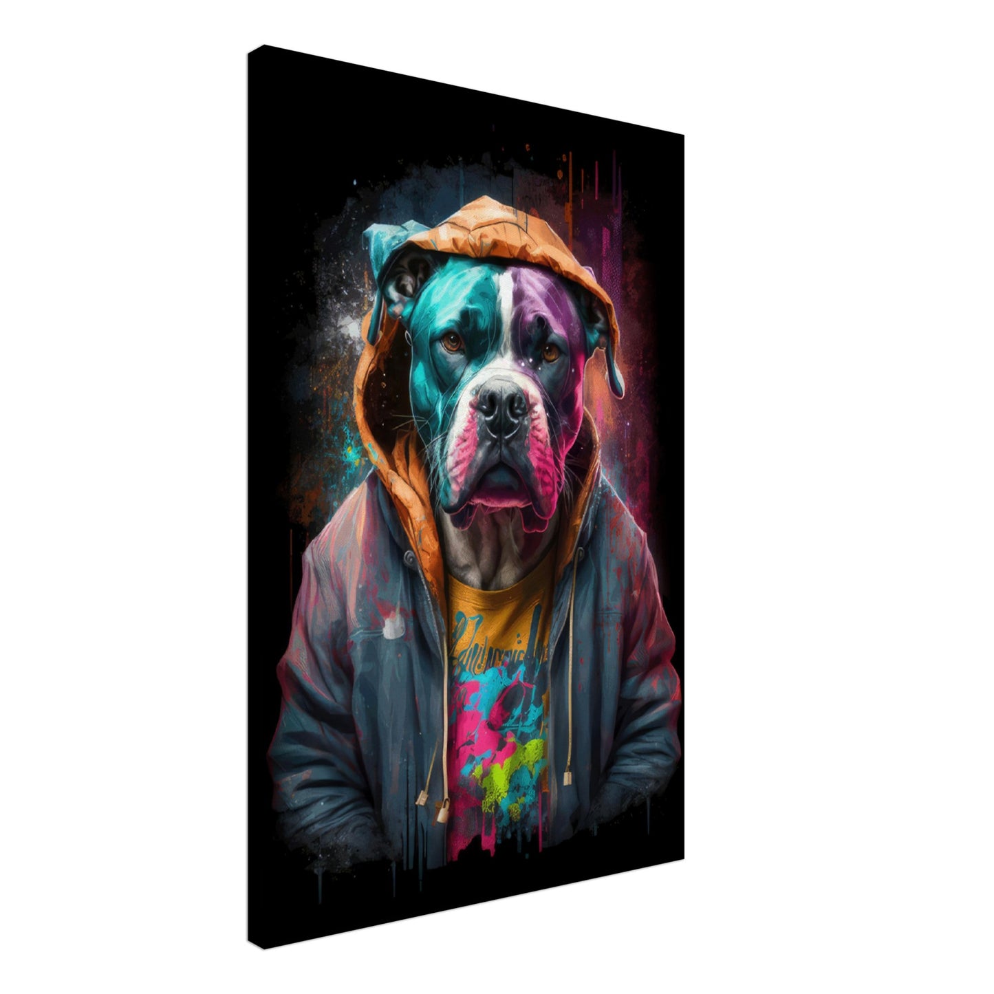 Doggy Delight - Hunde Wandbild - Crazy Wildlife Leinwand ColorWorld im Hochformat - Coole Tiere & Animals Kunstdruck