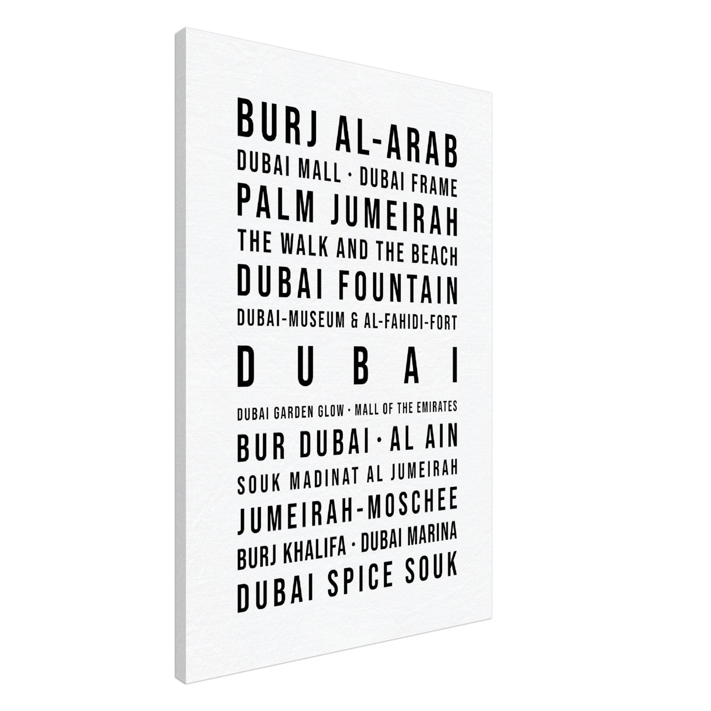 Dubai - Typografie-Wandbild - Leinwand Weiss Neutral