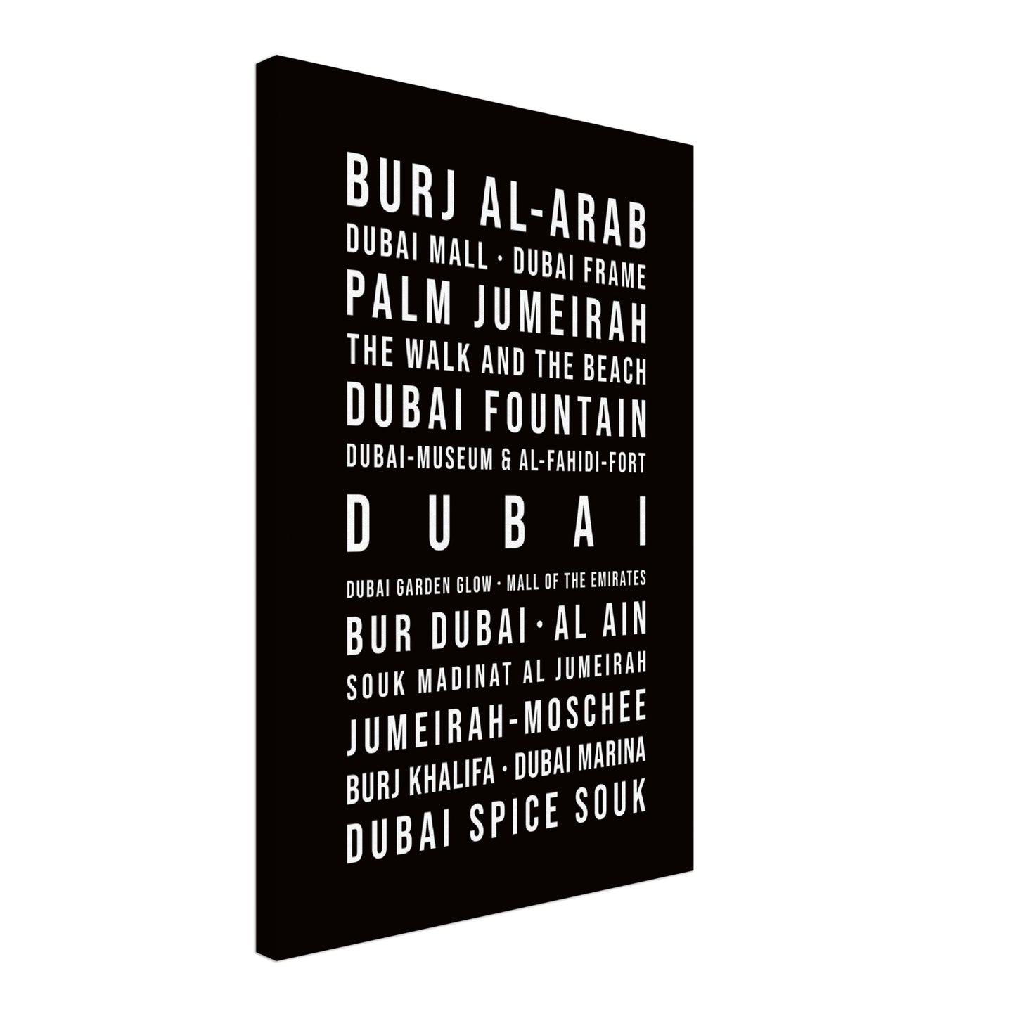 Dubai - Typografie-Wandbild - Leinwand Schwarzgrau Neutral