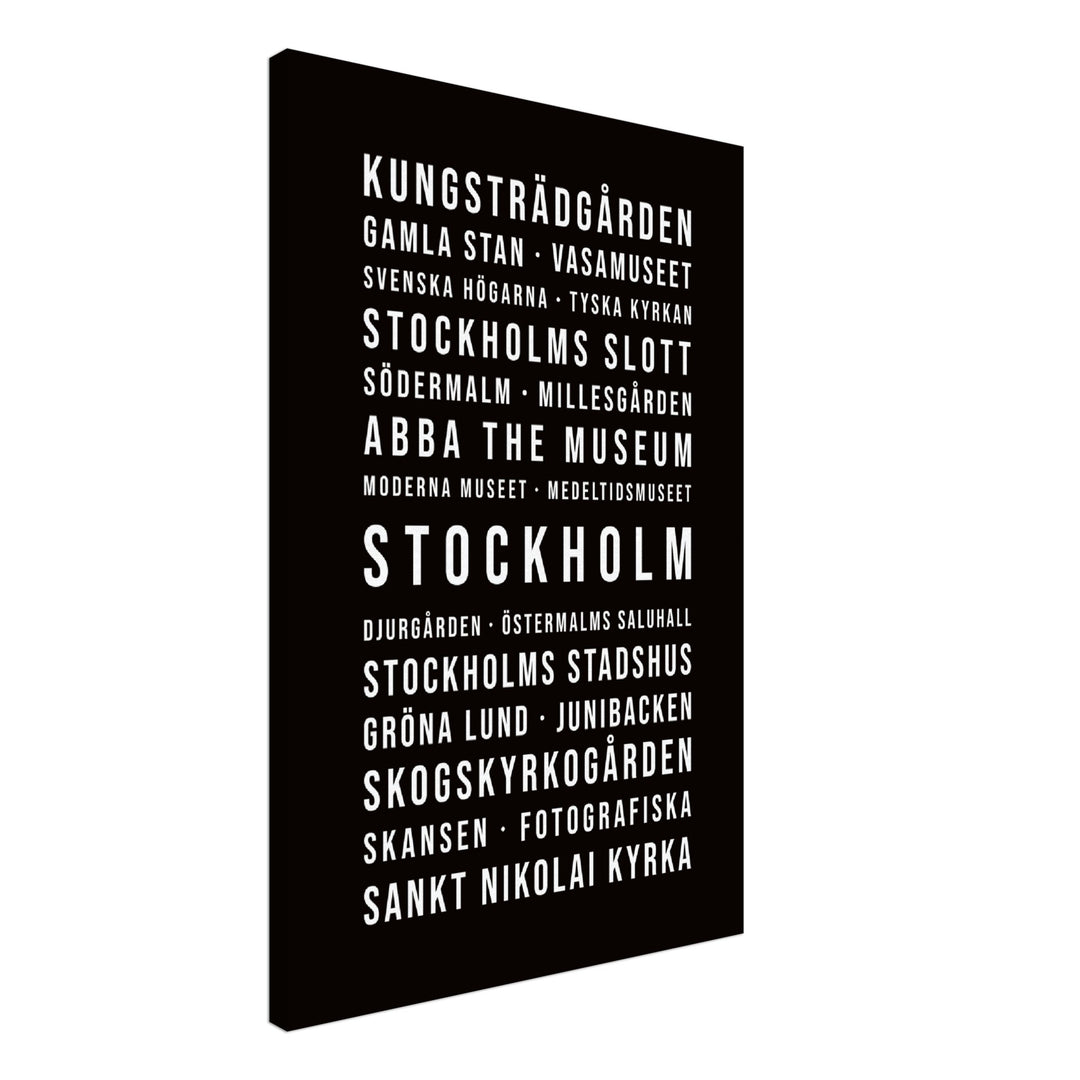 Stockholm - Typografie-Wandbild - Leinwand Schwarzgrau Neutral