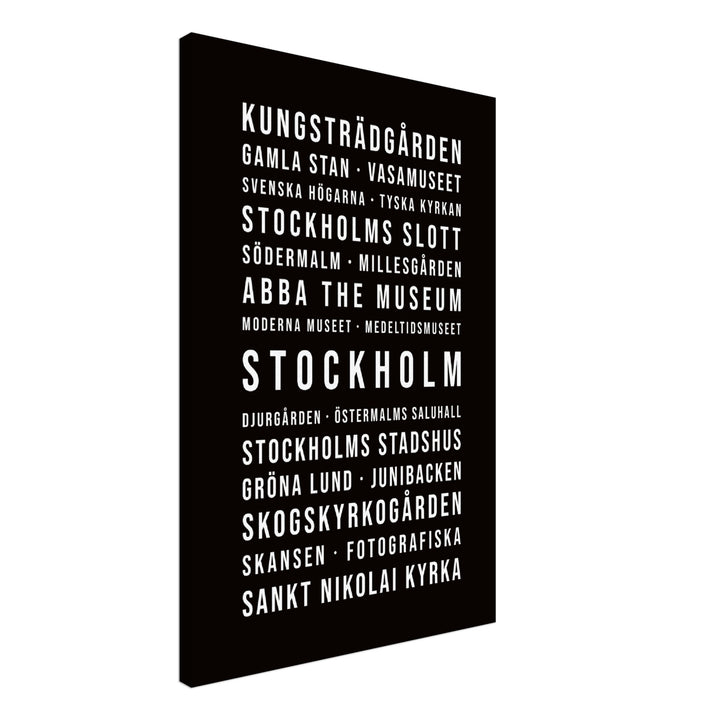 Stockholm - Typografie-Wandbild - Leinwand Schwarzgrau Neutral
