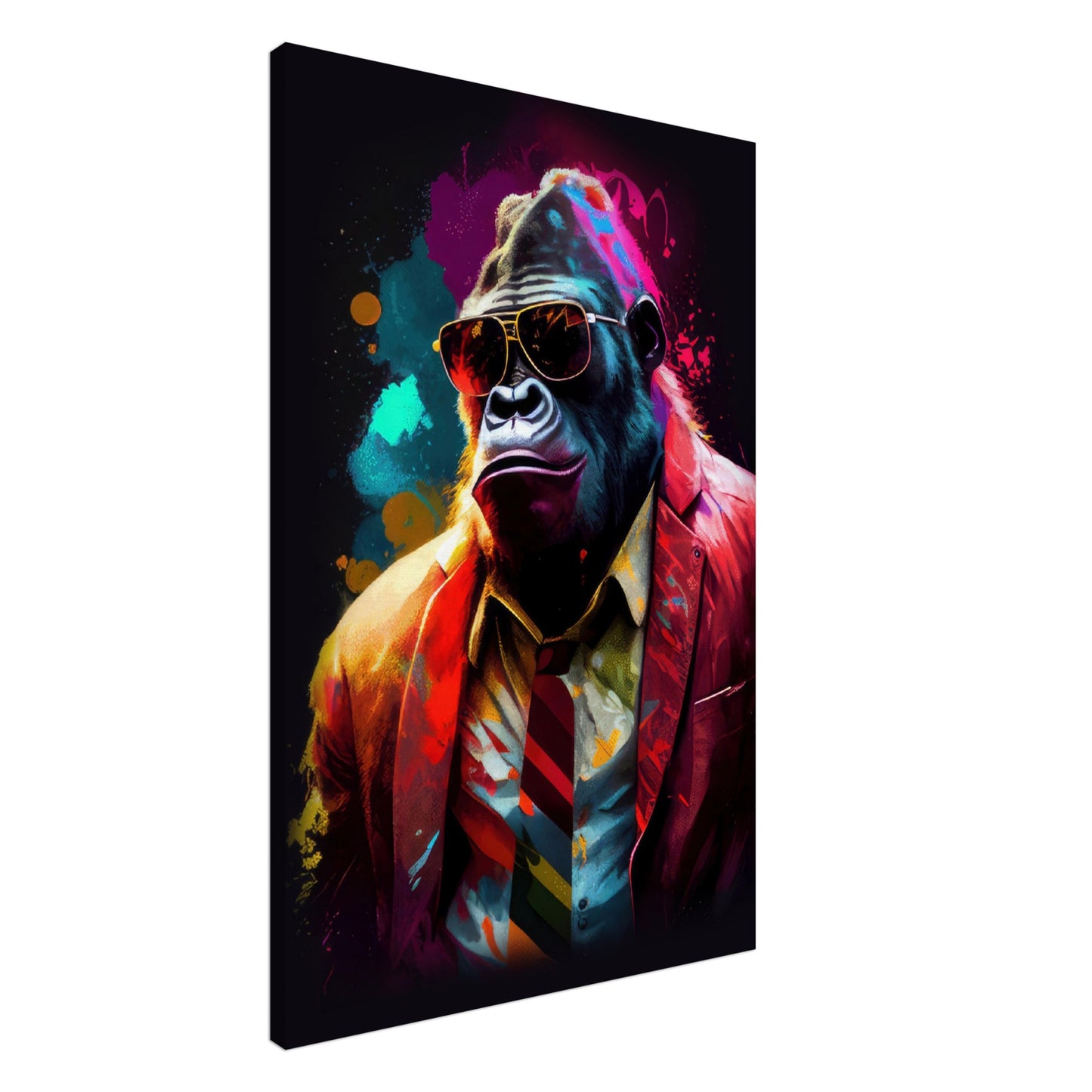 Gorilla Groove - Gorilla Wandbild - Crazy Wildlife Leinwand ColorWorld im Hochformat - Coole Tiere & Animals Kunstdruck