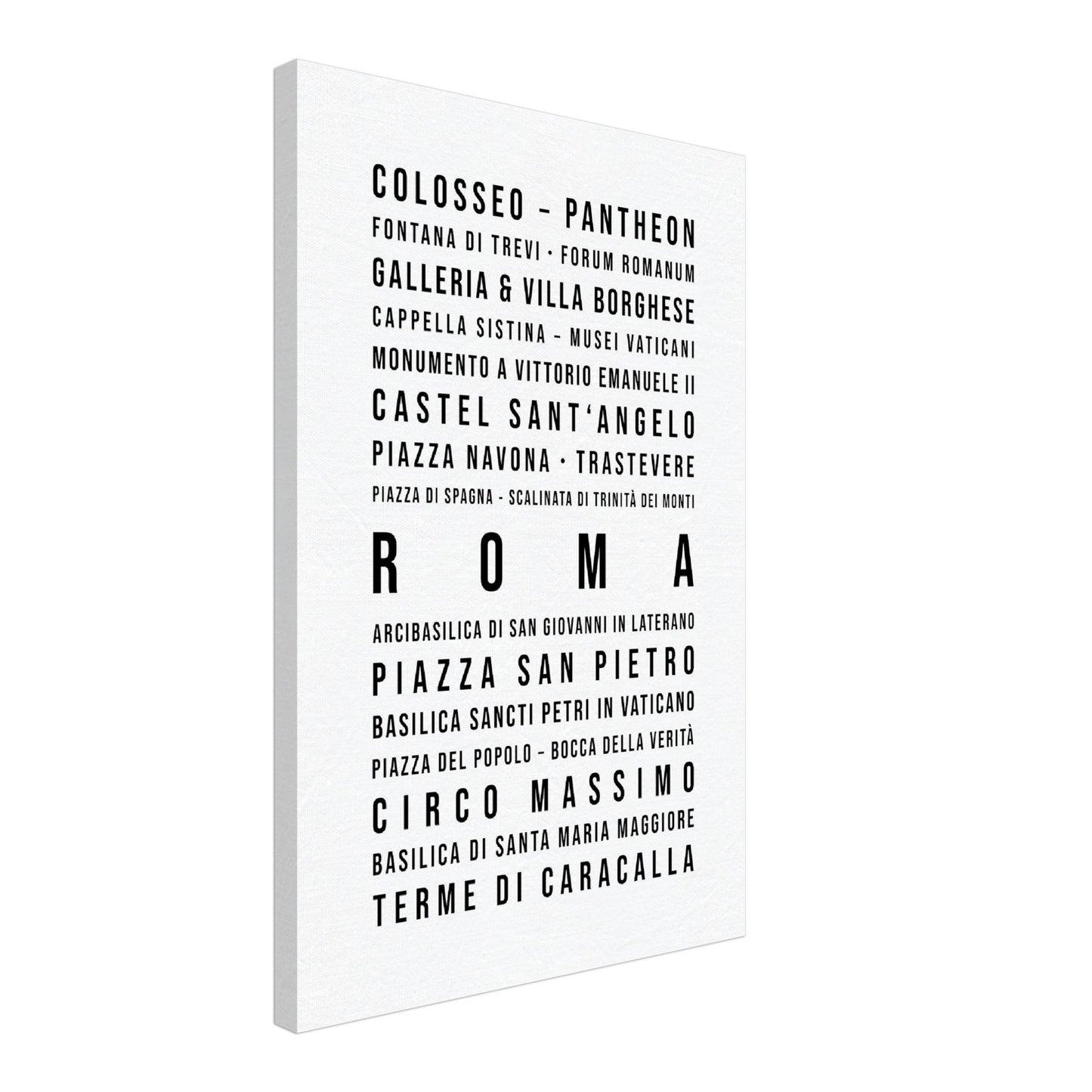 Rom - Typografie-Wandbild - Leinwand Weiss Neutral