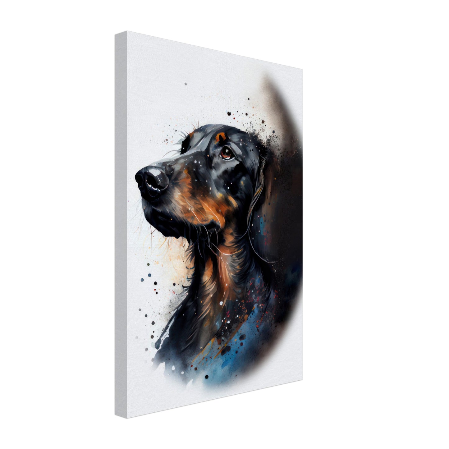 Dackel Sadie - Hunde Wandbild - Dogs Art Leinwand WaterColors im Hochformat - Hundebilder Hundeportrait Tiere Tierbilder Kunstdruck Aquarell