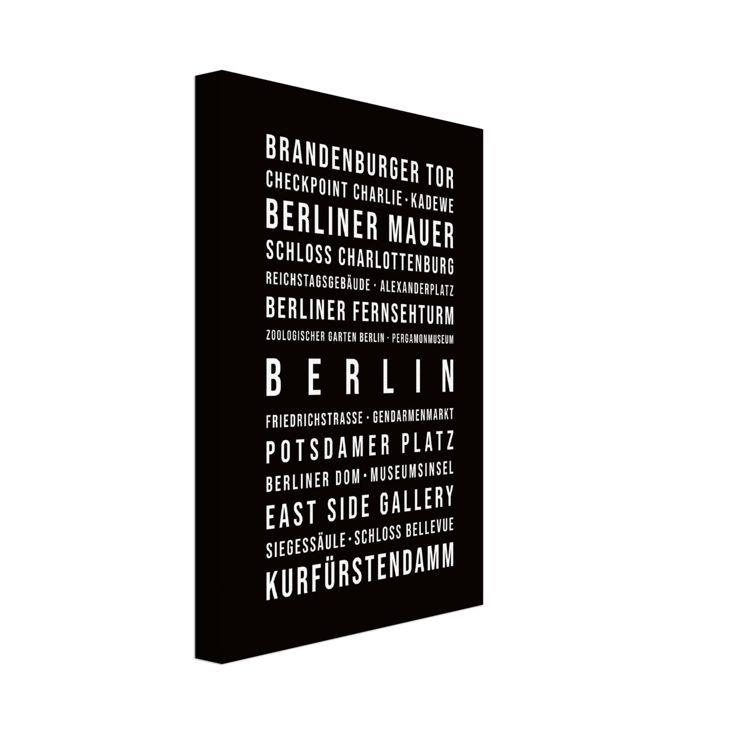 Berlin - Typografie-Wandbild - Leinwand Schwarzgrau Neutral